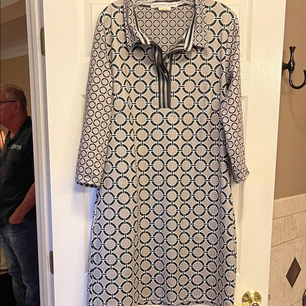 Gretchen Scott Designs Black and White Long Sleeve Dress